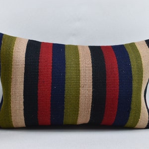 comfort pillow cover / striped pillow / handmade wool throw pillow / decorative pillow / kilim pillow / 12x20 sofa pillow cover code 5455