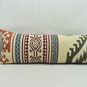 Organic kilim pillow, Ethnic kilim pillow, Decorative kilim pillow, Lumbar kilim pillow, Sofa pillow, 12x36 Pillow cover, code 2161