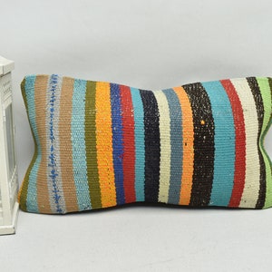 boho decor pillow / throw pillow / lumbar kilim pillow / decorative pillow / turkish pillow / tribal pillow / 10x20 pillow cover / code 2529