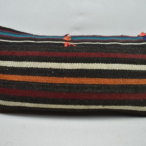 handmade kilim pillow / nomadic pillow / boho pillow / home decor pillow / aztec pillow / lumbar pillow / 12x24 pillow cover / code 4883