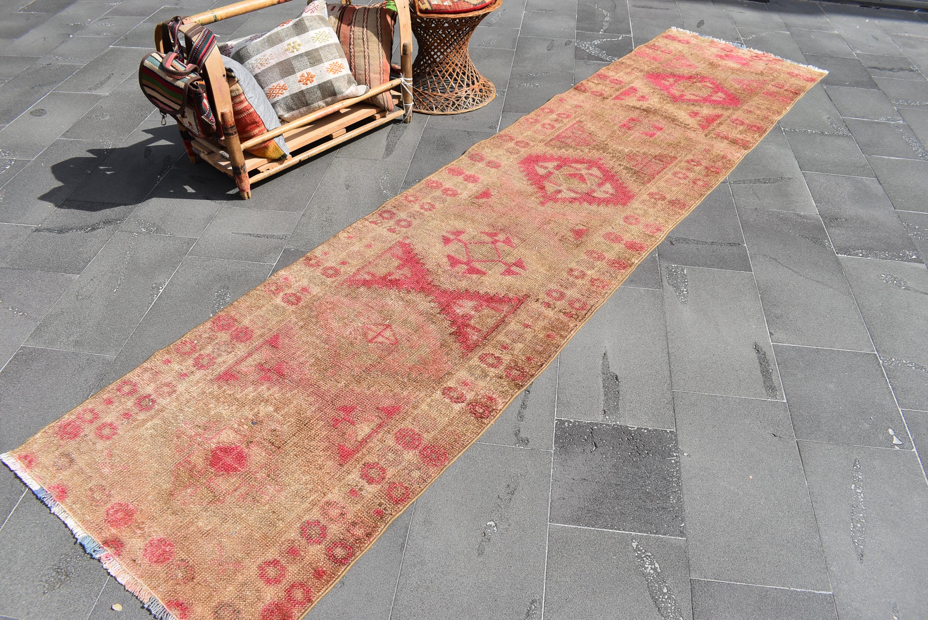 Turkish runner rug, Vintage rug, Hallway rug, Handmade rug, Aztec rug, 2.9 x 12.1 Ft, Old rug, Corridor rug, Organic wool rug, ZDA0668