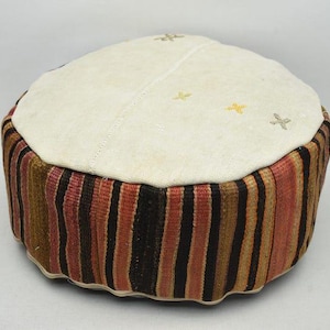 Garden decor, Pet cushion cover, Anatolian kilim pouf, Moroccan pouf, Ottoman pouffe, Patio decor pouf 20x20x10 inches Vintage pouf code 723