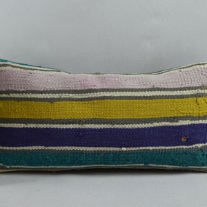 Boho decor pillow, Throw pillow, Lumbar kilim pillow, Decorative pillow, Turkish pillow, Tribal sofa pillow, 10x20 Pillow cover, code 3121