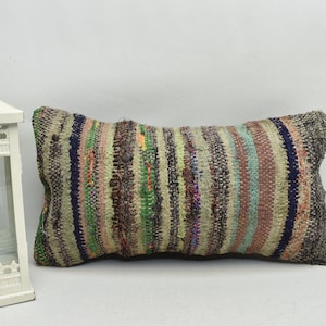 boho decor pillow / throw pillow / lumbar kilim pillow / decorative pillow / turkish pillow / tribal pillow / 10x20 pillow cover / code 2737