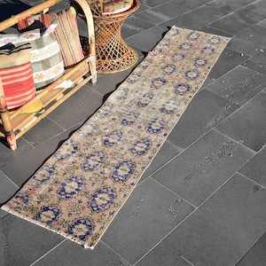 Vintage rug, Runner rug 1.6 x 7.5  Ft, Turkish rug, Handmade rug, Hallway rug, Entryway rug, Decorative rug, Anatolian rug, Boho rug ZDA0764