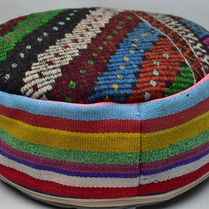 Pet cushion, Anatolian kilim pouf, Moroccan pouf, Ottoman pouffe, Patio decor pouf, 20x20x10 inches Vintage pouf, Garden decor, code 599 image 3