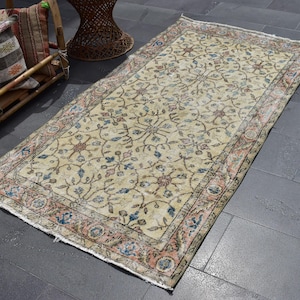 Turkish rug, Area rug, Vintage rug 3.5 x 6.8 Ft, Boho decor rug, Decorative rug, Tribal rug, Oushak rug, Anatolian rug, Bedroom rug  ZDA0938
