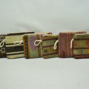 Portafoglio kilim da donna, borsa kilim turca, borsa orientale fatta a mano, porta monete, borsa fatta a mano, borsa per il trucco, portafoglio piccolo, 7x9 pollici codice 37
