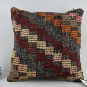 decorative kilim pillow / boho pillow / throw pillow / 18x18 kilim pillow cover / corner pillow / turkish pillow / wool pillow / code 5892