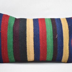 striped kilim pillow cover / handmade wool pillow / throw pillow / organic wool kilim pillow / sofa pillow / 12x20 pillow cover /  code 5189