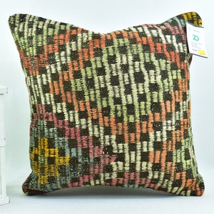 kilim pillow / geometric kilim pillow / 18x18 handwoven pillow / throw pillow / tribal pillow / turkish pillow / boho  pillow code 6629