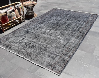 ヴィンテージ トルコ製ウールラグ、トライバル幾何学模様、3 x 4