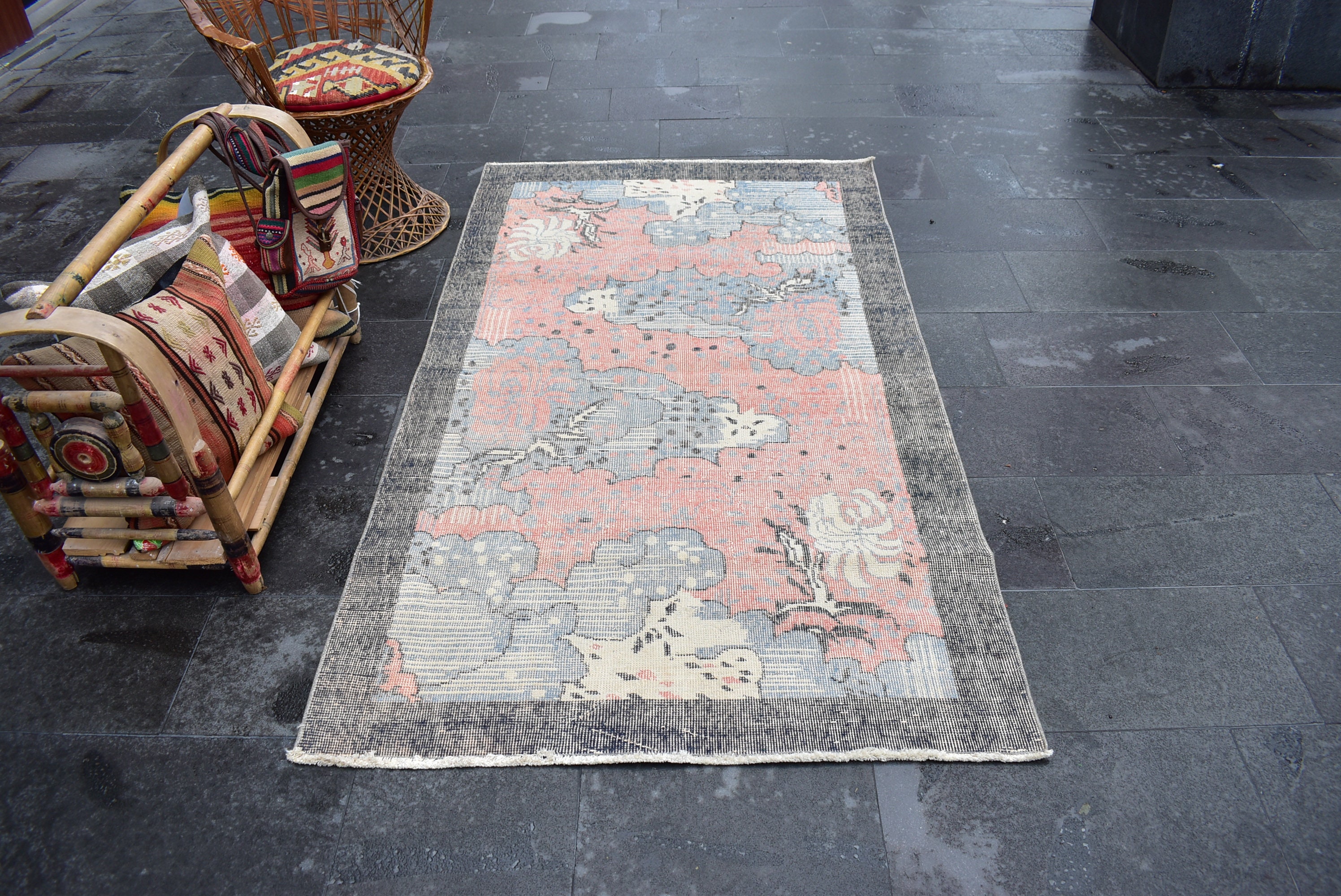 Vintage Rug, Handmade Rug, Turkish Rug, Area Rug 3.9 X 7 Ft