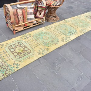 Oushak runner rug, Vintage rug, Turkish runner rug, 2.5 x 11.6 Ft, Corridor decor, Handmade rug, Stairway rug, Organic wool rug,  ZD7123