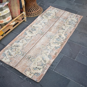 Orange Turkish Rug, Small Area Rug, Vintage Rug, Oushak Rug Free Shipping 2.5 X 5.3 Ft, Turkey Rug, Wool Rug , Boho Decor Rug , ZDA0842