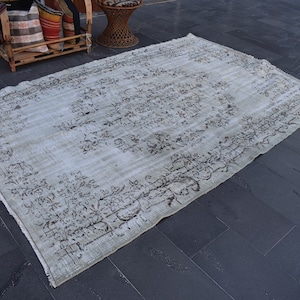 Turkish rug, Large rug, Vintage area rug, Handmade area rug, 6.2 x 8.7 ft , Bedroom wool rug, Area rug, Handmade rug, Aztec Carpet, ZD7537
