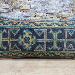 carpet pillow / turkey pillow / floor cushion / 12x24 boho  rug pillow / throw pillow / lumbar rug pillow / turkish rug pillow / code 2115