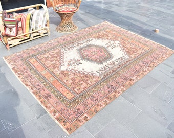 Free shipping, turkish rug, oushak rug, bohemian rug, Free shipping 5.7 x 7.7 ft , turkey rug, boho decor , rustic rug , area rug, ZD7461