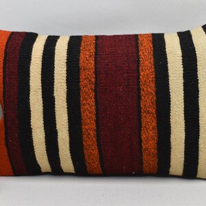 striped kilim pillow / turkish pillow / tribal pillow / throw pillow / lumbar kilim pillow / aztec pillow  / 12x20 pillow cover / code 3648
