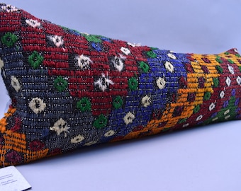 bohemian kilim pillow / nomadic kilim pillow / turkish kilim pillow / kelim kissen / antique kilim pillow / 12 x 36 pillow cover / ç 1995