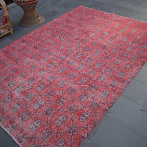 Large natural rug, Turkish boho rug, Vintage wool rug, Bohemian rug, Oushak rug, Carpet,Oriental rug, Livingroom decor, 6.1 x 8.9 ft ZDA1180