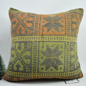 decorative kilim pillow / floor kilim pillow / turkish pillow / 20x20 throw pillow / sofa pillow / boho pillow / pillow cover code 5640