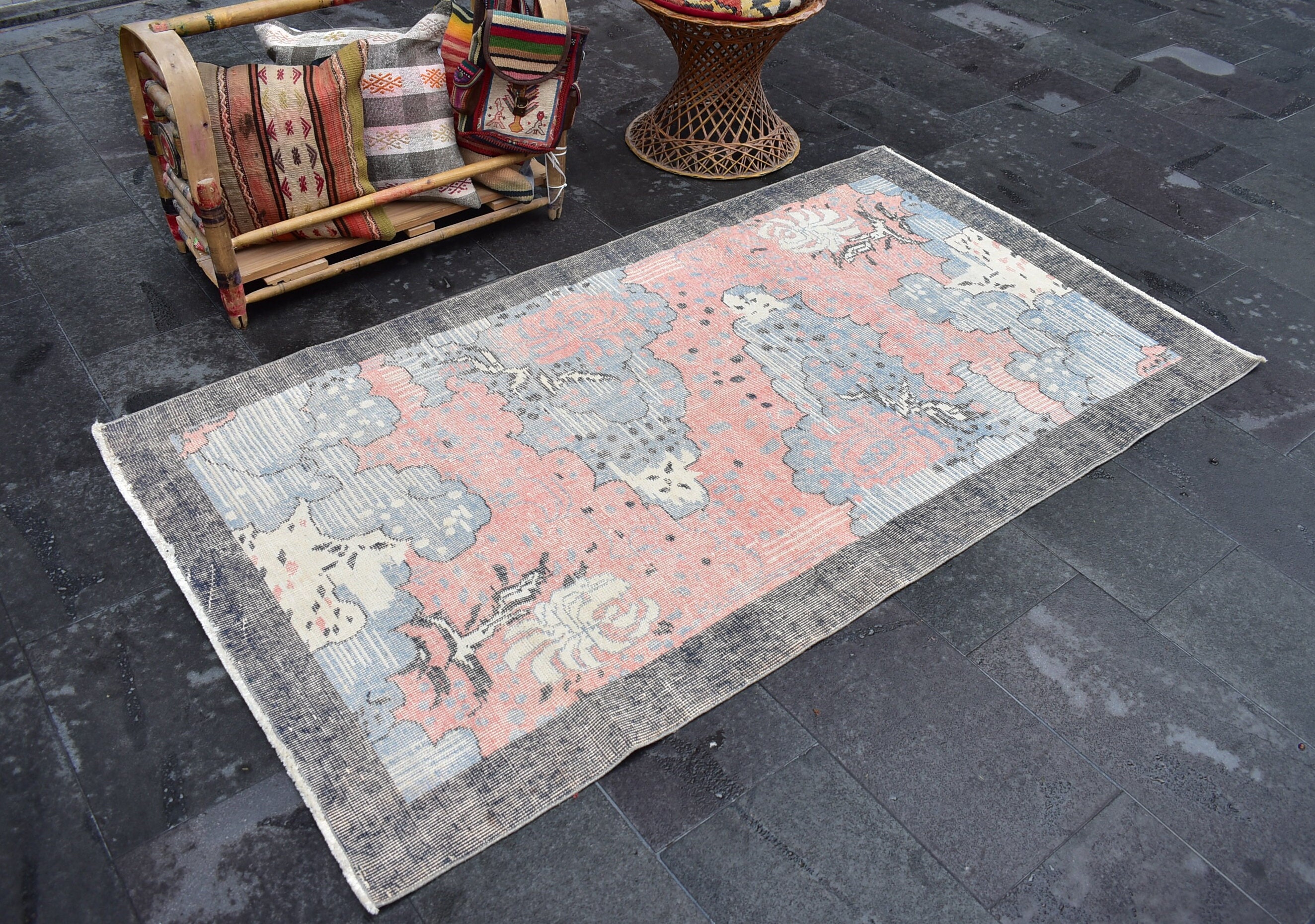 Vintage Rug, Handmade Rug, Turkish Rug, Area Rug 3.9 X 7 Ft