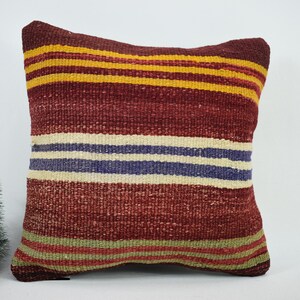 vintage pillow / natural kilim pillow / handwoven pillow / throw pillow / anatolian pillow / boho pillow / 16x16 pillow cover / code 12833