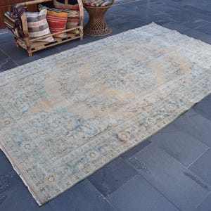 Oriental rug, Home Decor rug, Natural Vintage rug, Turkish Oushak rug, 5.7 x 9.9 ft, Large Rug, Bohemian rug, Handmade rug, Wool rug ZDA0575