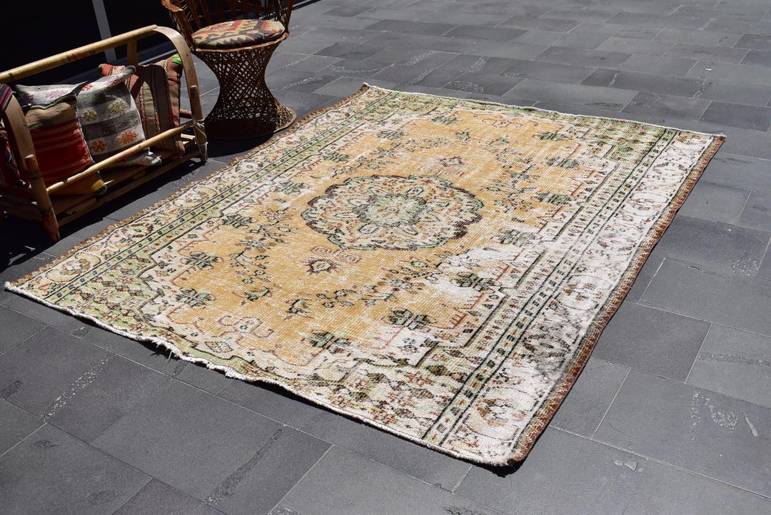 カスタードベージュ ヴィンテージラグ トルコラグ カスタードベージュ