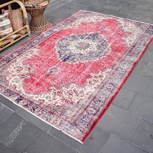 Spedizione gratuita, tappeto turco, tappeto Oushak, tappeto boho, 5,6 x 8,6 piedi, tappeto turco, arredamento boho, tappeto rustico, tappeto da area, tappeto vintage ZDA0816