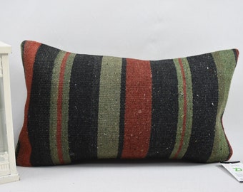 turkish pillow / handmade pillow / decorative kilim pillow / antique kilim pillow / couch kilim pillow  / 12x20 cushion cover / code 5451