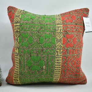 home decor kilim pillow / tribal pillow cover / 18x18 bench pillow / boho decor pillow / decorative throw pillow / sofa pillow /  code 6382