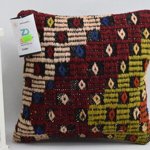 Cuscino in lana naturale, cuscino da letto, cuscino di piccole dimensioni, cuscino kilim antico, cuscino kilim Boho, arredamento Boho 12x12 Codice copertura cuscino 119