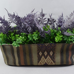 Kilim basket, Household storage bag, Planter bag, Decorative planter pot, Outdoor decor, Plant cover, 7 x 22 inch pot case, Code 453