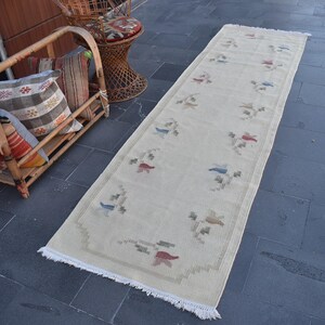Handmade rug, Turkish rug, Vintage rug, Hallway rug, 2.7 x 9.4 Ft Herkirug, Aztec rug, Runner rug, Organic wool rug, Home decor rug, ZDA1211