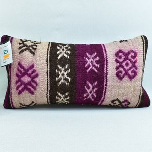 aztec kilim pillow cover / decorative pillow 10x20 kilim pillow / ethnic cushion / bolster bohemian pillow / kilim pillow cover / code 3264