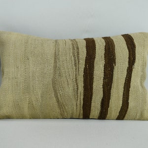 turkish kilim pillow cover / rustic decor pillow / throw pillow / boho pillow / handmade wool pillow  / 12x20 kilim pillow cover / code 4602