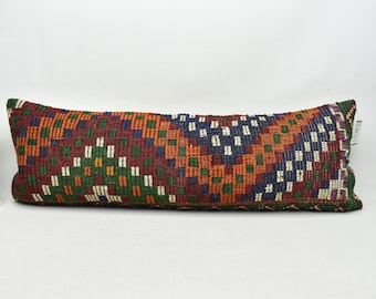 Ethnic kilim pillow case, Boho decor pillow, Lumbar kilim pillow, Handmade kilim pillow, Decorative pillow, 16x48 pillow cover, code 463
