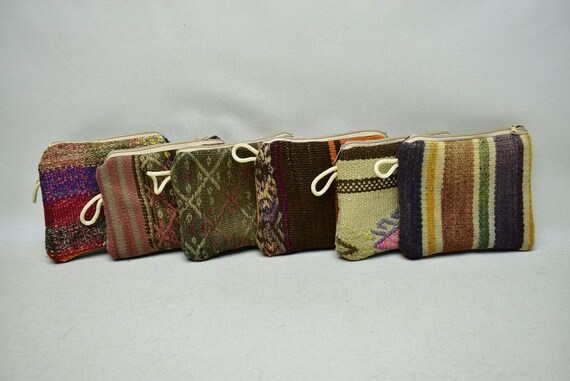 Woman kilim wallets 6 PIECES Turkish kilim purse Oriental handmade bag Coin pouch Handmade purse Small Makeup bag 7x9 inches code 53 Etsy
