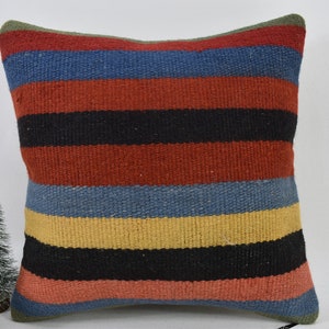 vintage pillow / natural kilim pillow / handwoven pillow / throw pillow / anatolian pillow / boho pillow / 16x16 pillow cover / code 12777