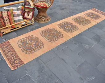 Wool Turkish Rug, Runner Rug, Free Shipping 2.4 x 11.9 Feet, Stairs Rug, Wedding Decor, Etsy Rug, Nomadic Rug, ZD6980