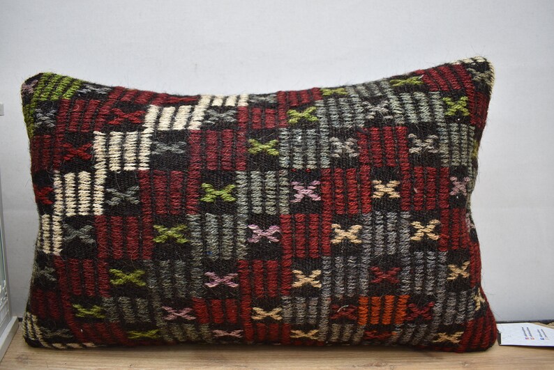 decorative kilim pillow organic kilim pillow boho pillow couch pillows kelim kissen unique pillow 12x20 pillow cover code 3556