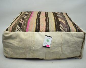 Handmade pouf, Ethnic pouf, 24x24 height 8 inches Bohemian floor pouf, Decorative pouf, Boho interior design pouffe, Turkish pouf, code 657