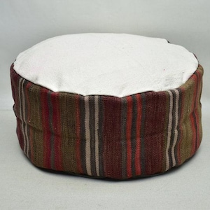 Kilim beanbag, Turkish pouf, Round pouf, Floor pouf, Moroccan pouf, Vintage home decor pouf, Camping puffs 20x20 height 10 inches code 566