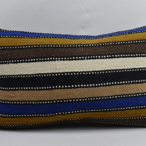 comfort pillow cover / striped pillow / handmade wool throw pillow / decorative pillow / kilim pillow / 12x20 sofa pillow cover code 5304