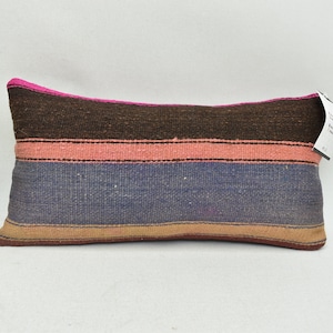 Kilim Couch pillow cover, Home decor, Turkish pillow, Boho lumbar pillow, Handmade wool pillow, Vintage Kilim 8 x 16 Pillow cover code 989