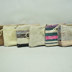 Coin pouch, Handmade purse, Small Makeup bag, 7x9 inches Woman kilim wallets, 6 PIECES Turkish kilim purse, Oriental handmade bag, code 33