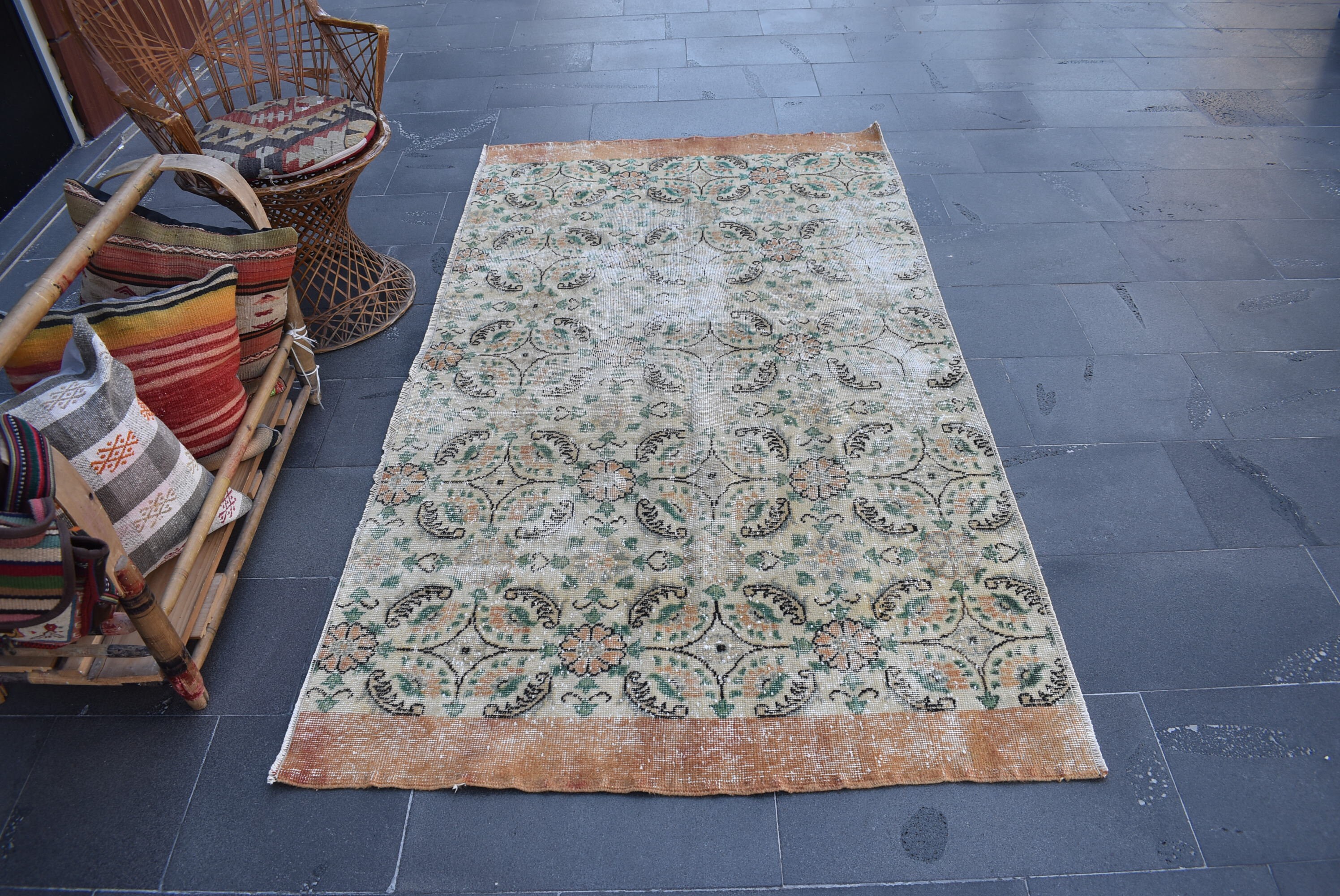 Vintage Turkish Rug, Runner Rug, 4.1 X 7.4 Ft, Kitchen Rug Vintage Turkish Rug, Runner Rug, 4.1 X 7.4 Ft, Kitchen Rug
