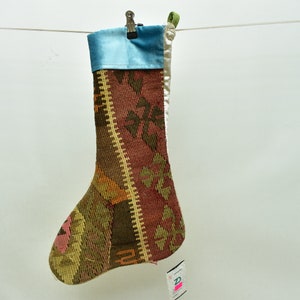 organic wool kilim stockings handmade christmas socks 11x18 christmas home decor socks santa claus socks christmas decor scoks code 922